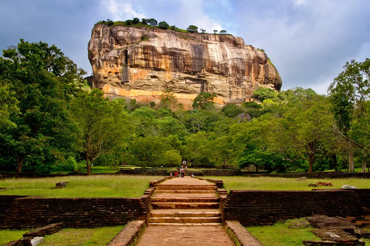 Sigiriya Lion Rock rising above the surrounding jungle