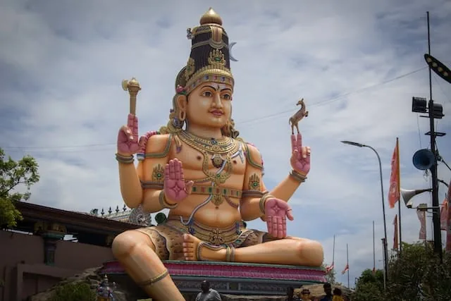 Ornate Hindu deity statue at a Sri Lankan temple